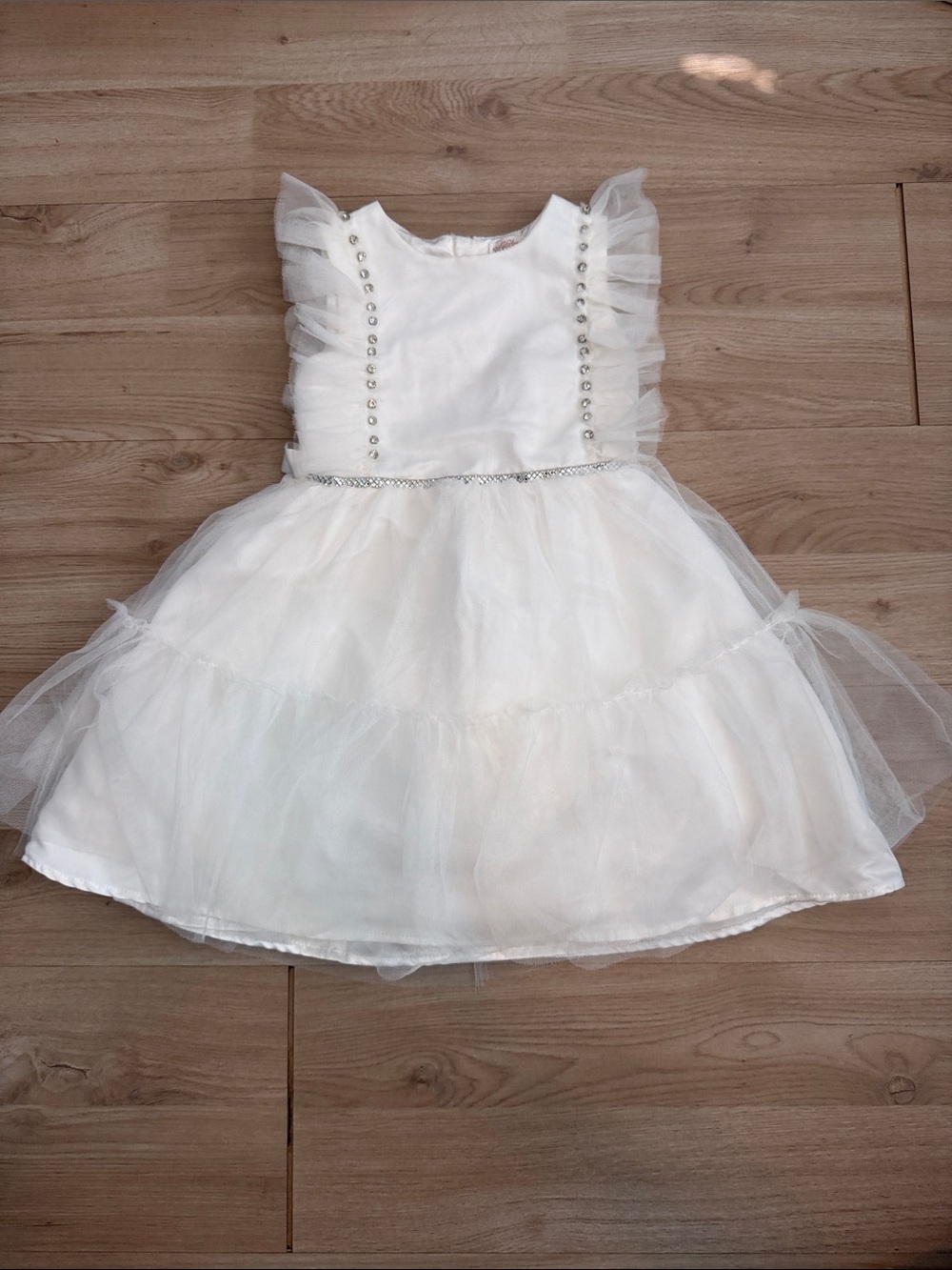 Harlow and Rose Girls 3T Sleeveless White Tulle Formal Dress SEE DESCRIPTION